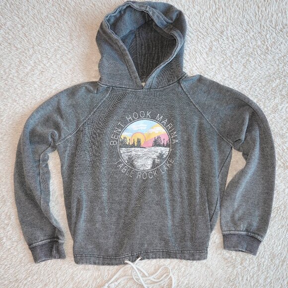 Blue 84 Tops - Women's Size Medium Bent Hook Marina Table Rock Lake Gray Hoodie